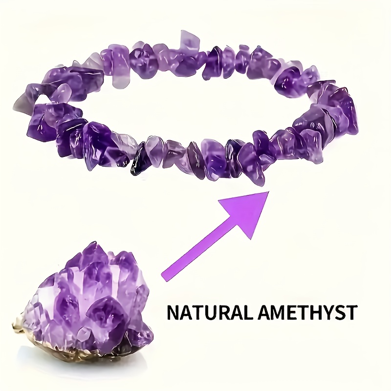 5pcs Natural Amethyst Irregular Beaded Bracelet Set